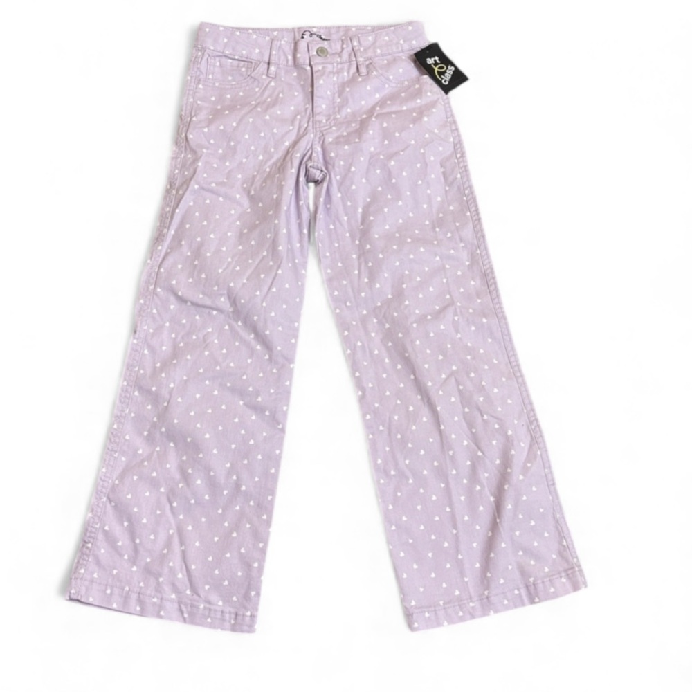 NWT Light Flaws Art Class Lavender Heart Denim Pants Size Youth 12